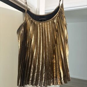 Banana Republic Metallic Gold Pleated Top